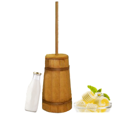 Large Wood Butter Churn, Making Butter